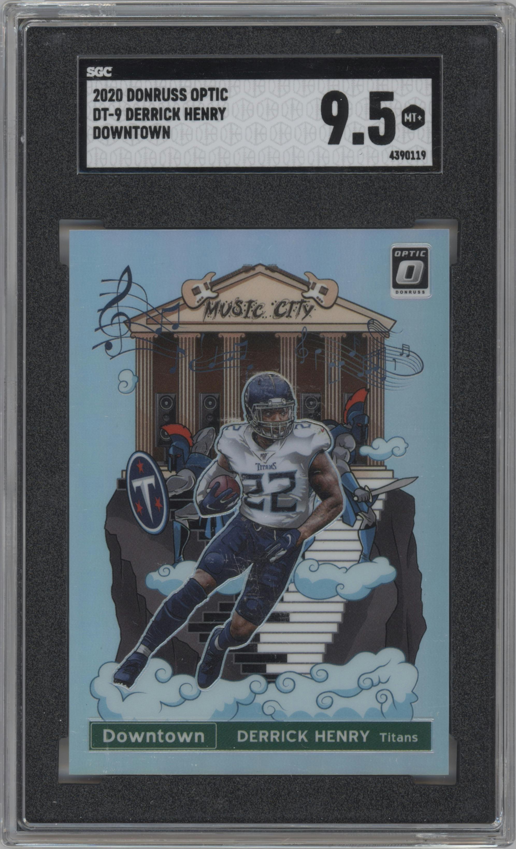 Derrick Henry from the 2020 Panini Donruss Optic set graded by SGC and given an overall grade of 9.5.