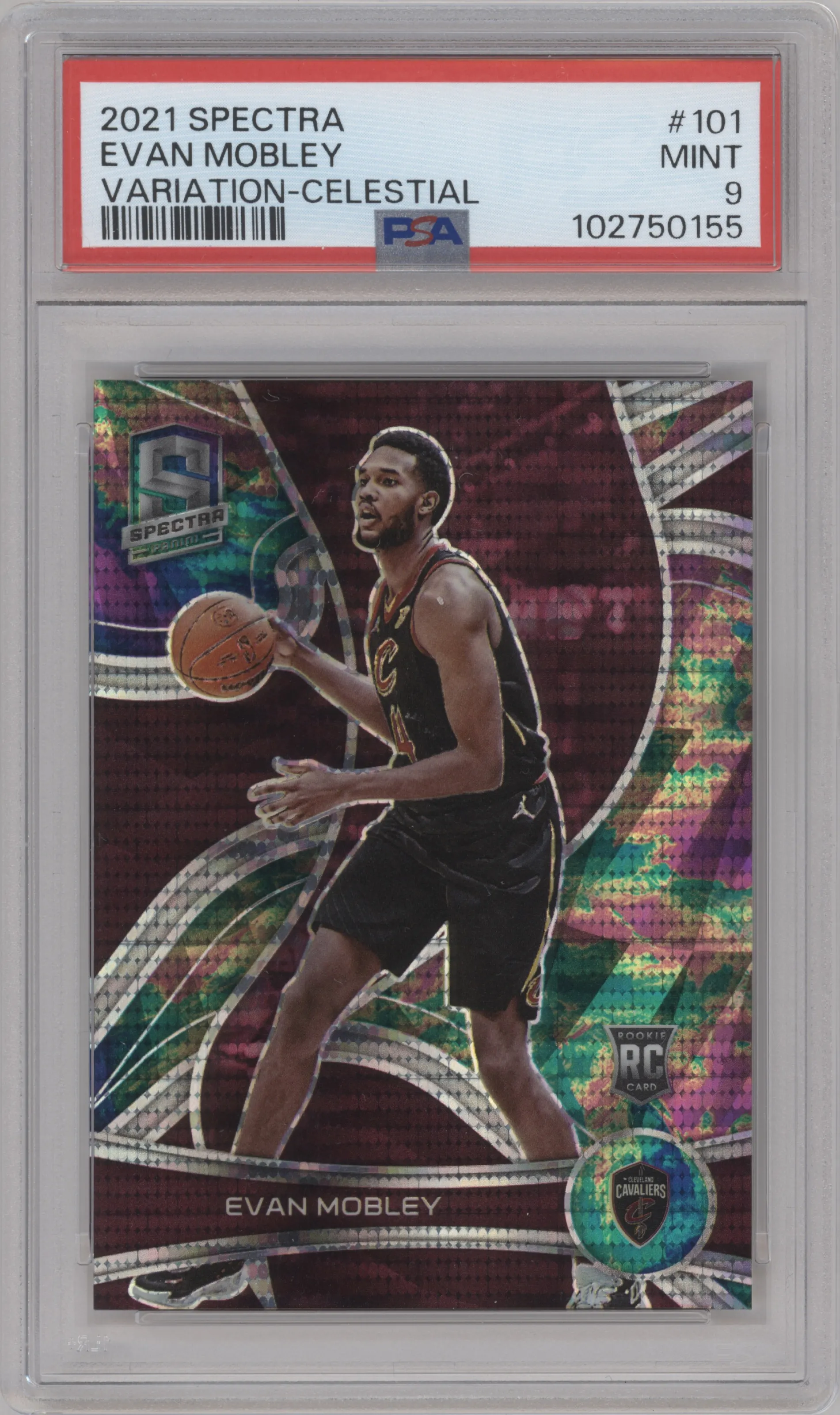 2021 Panini Spectra Variation Evan Mobley Celestial PSA 9