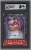 Amen Thompson from the 2023-24 Panini Origins set featuring a Red parallel graded by SGC and given an overall grade of 9.