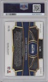Jaxon Smith-Njigba from the 2023 Panini Select set featuring a White Prizm parallel graded by PSA and given an overall grade of 10.