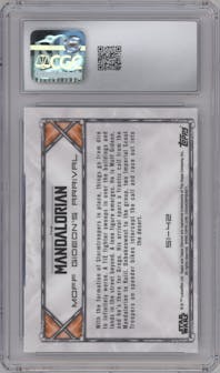 Fennec Shand Captured from the 2022 Topps Chrome Star Wars The Mandalorian Beskar Edition set featuring a Wrong Back parallel graded by CSG and given an overall grade of 9.