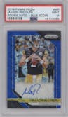 Mason Rudolph from the 2018 Panini Prizm set featuring a Blue Scope parallel graded by PSA and given an overall grade of 9.