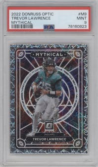Trevor Lawrence from the 2022 Panini Donruss Optic set graded by PSA and given an overall grade of 9.
