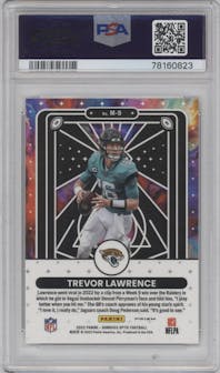 Trevor Lawrence from the 2022 Panini Donruss Optic set graded by PSA and given an overall grade of 9.