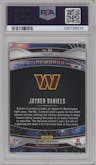 Jayden Daniels from the 2024 Panini Prizm set featuring a Green Prizm parallel graded by PSA and given an overall grade of 9.