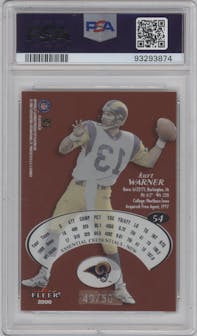 Kurt Warner from the 2000 Fleer E-X set graded by PSA and given an overall grade of 9.