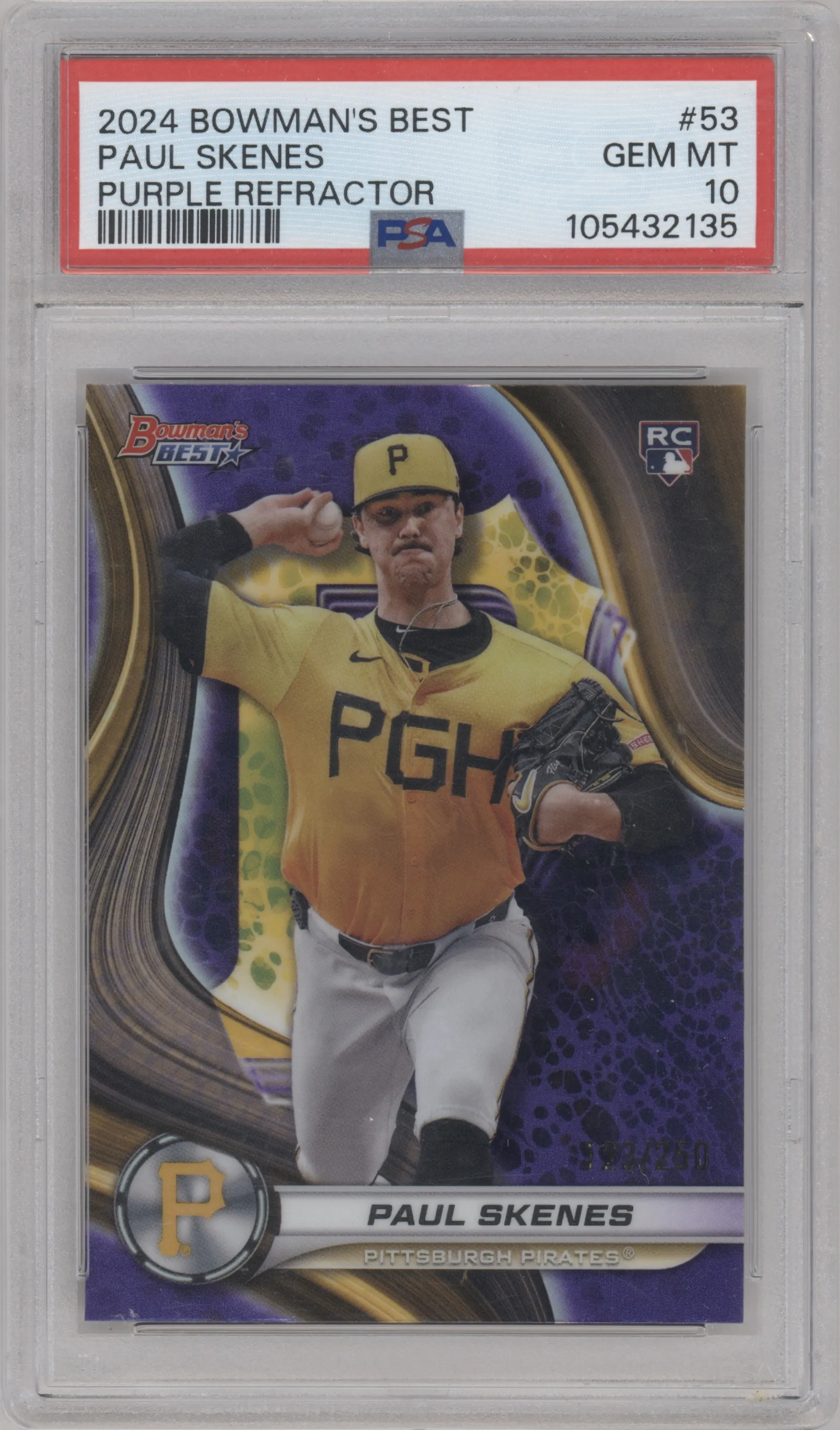 2024 Bowman's Best Paul Skenes Purple Refractor #53 PSA 10