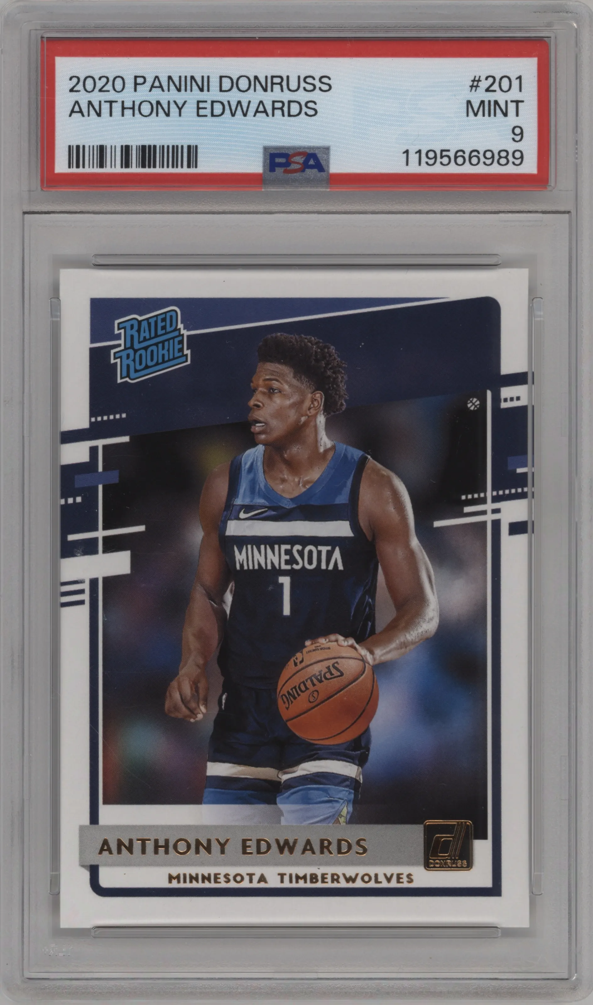 2020 Panini Donruss Rated Rookie Anthony Edwards PSA 9