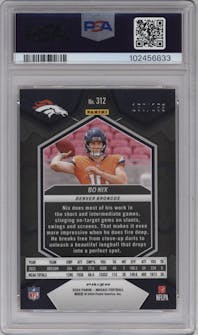 Bo Nix from the 2024 Panini Mosaic set featuring a Orange parallel graded by PSA and given an overall grade of 10.
