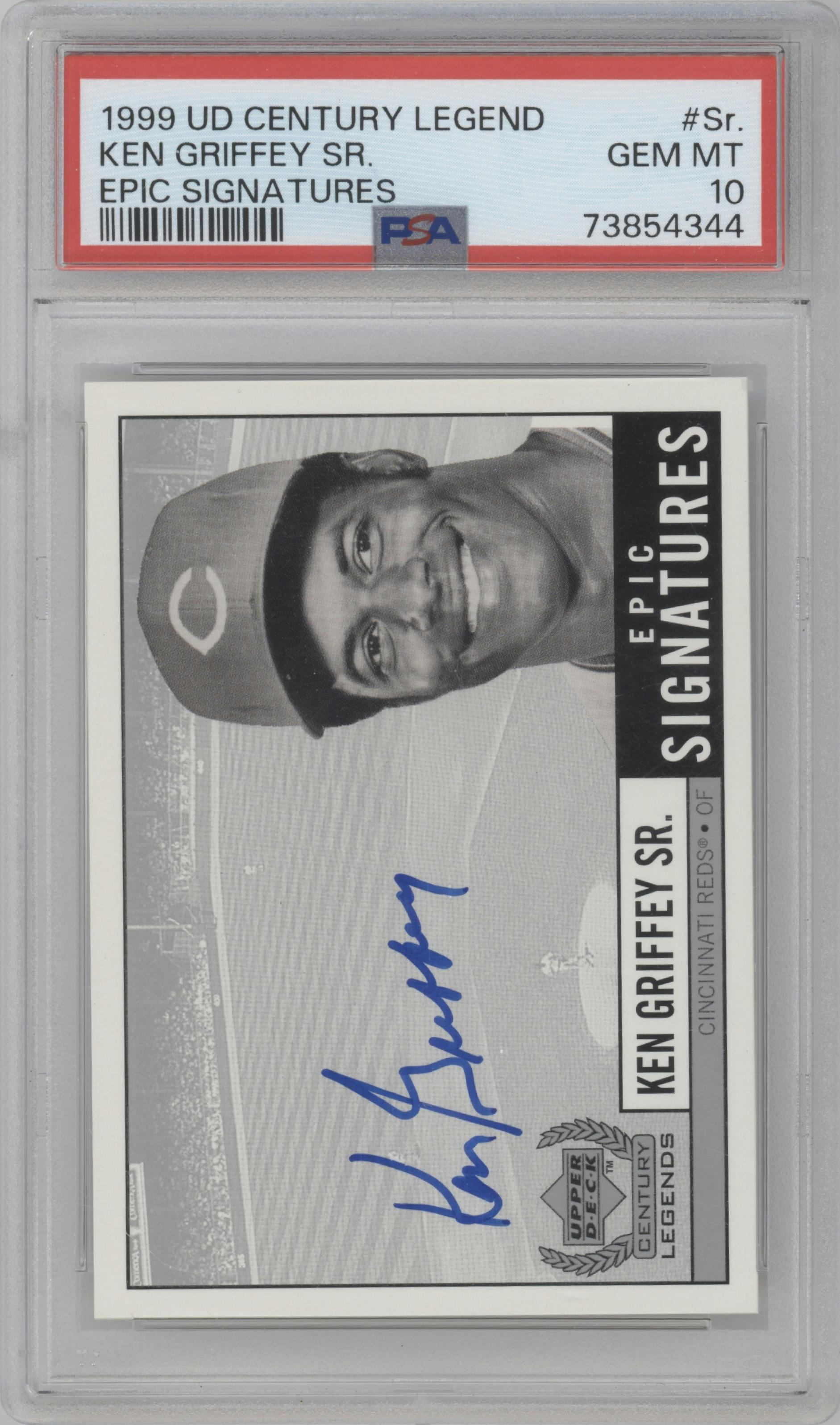 Ken Griffey Sr. from the 1999 Upper Deck Century Legends set graded by PSA and given an overall grade of 10.