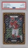 Rashee Rice from the 2023 Panini Prizm set featuring a Lazer parallel graded by PSA and given an overall grade of 10.