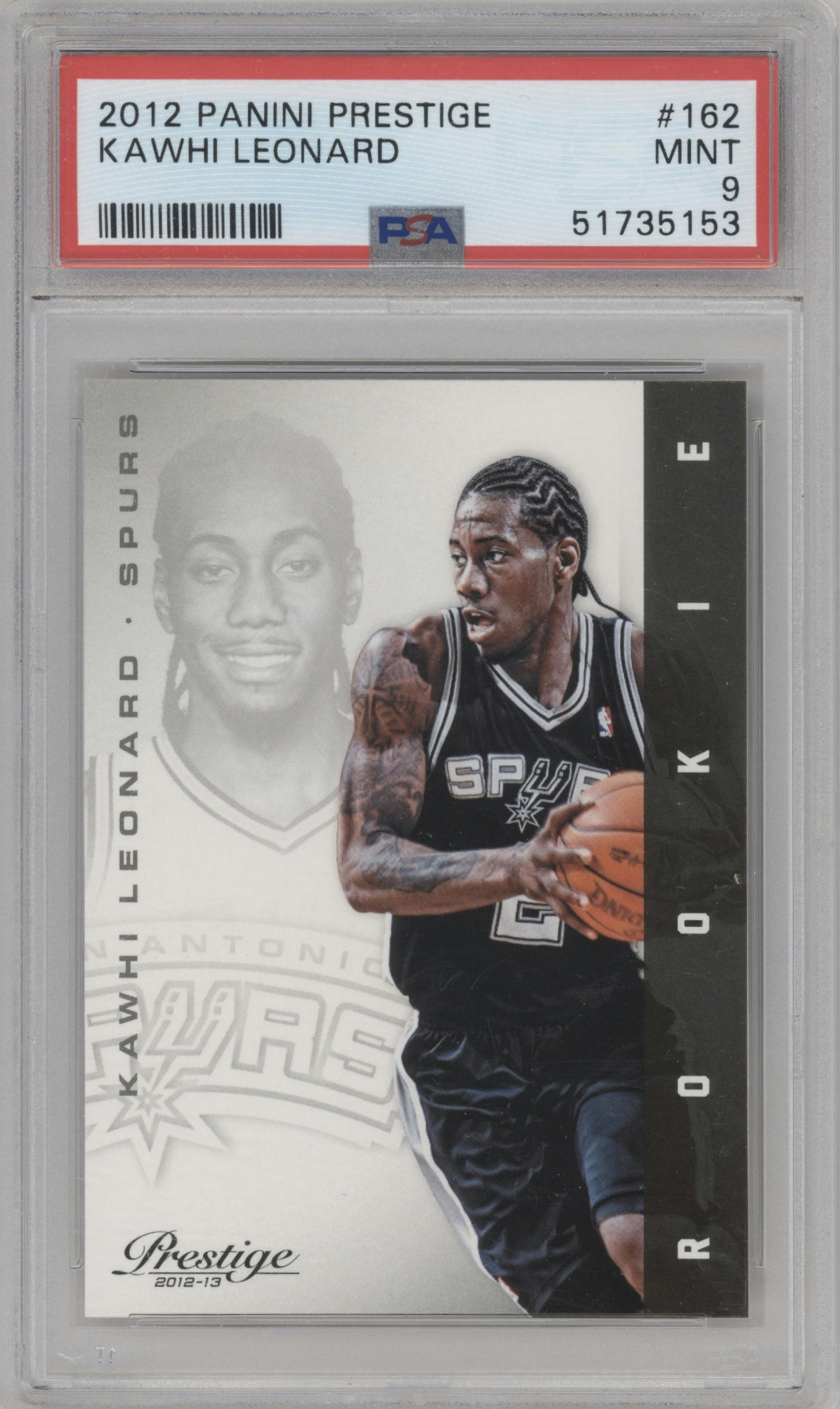 Kawhi Leonard from the 2012-13 Panini Prestige  set graded by PSA and given an overall grade of 9.