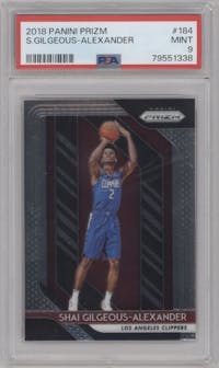 Shai Gilgeous-Alexander from the 2018-19 Panini Prizm set graded by PSA and given an overall grade of 9.