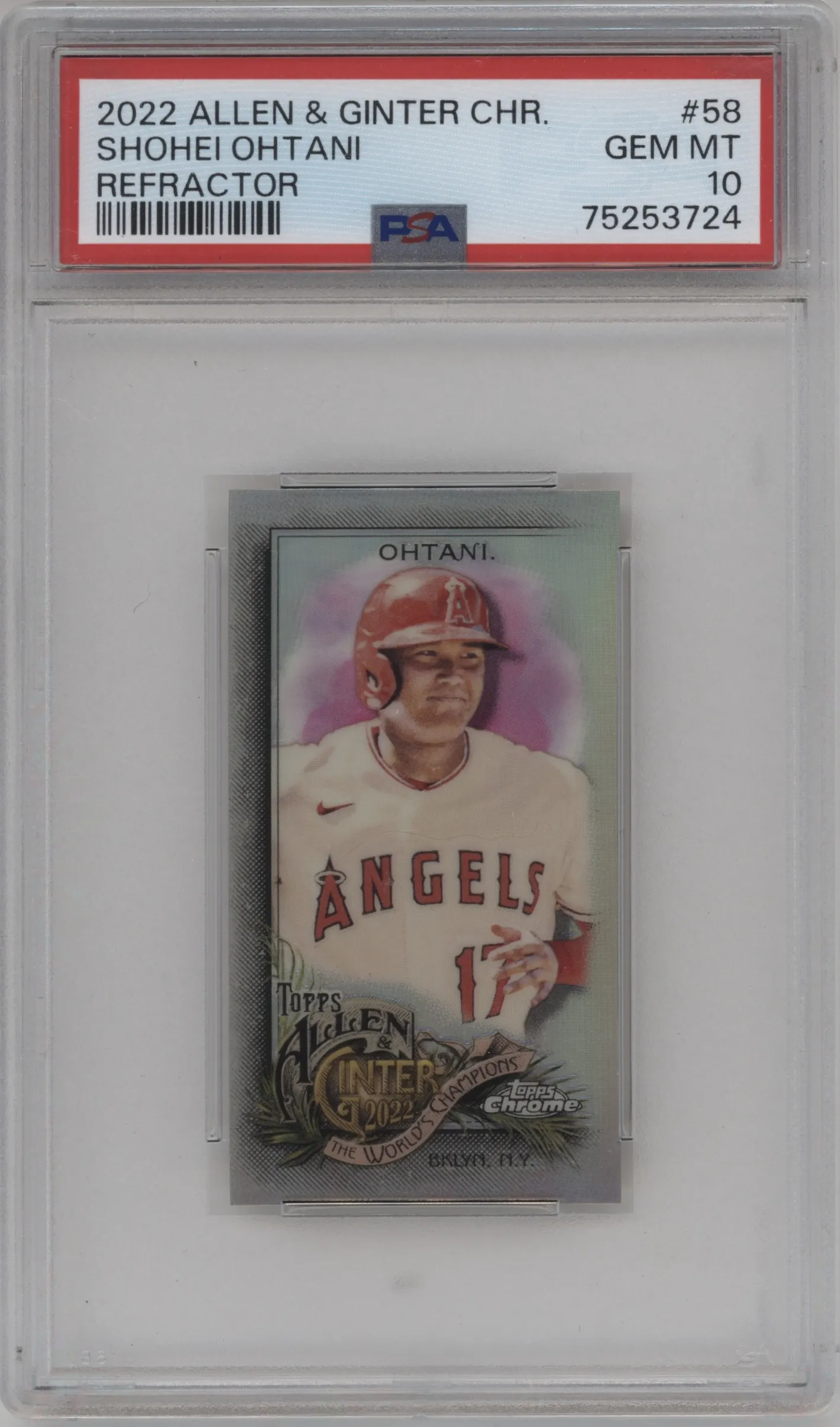 2022 Topps Allen & Ginter Chrome Mini Shohei Ohtani Refractor #58 PSA 10