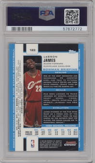 LeBron James from the 2003-04 Bowman set graded by PSA and given an overall grade of 9.