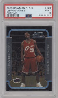 LeBron James from the 2003-04 Bowman set graded by PSA and given an overall grade of 9.