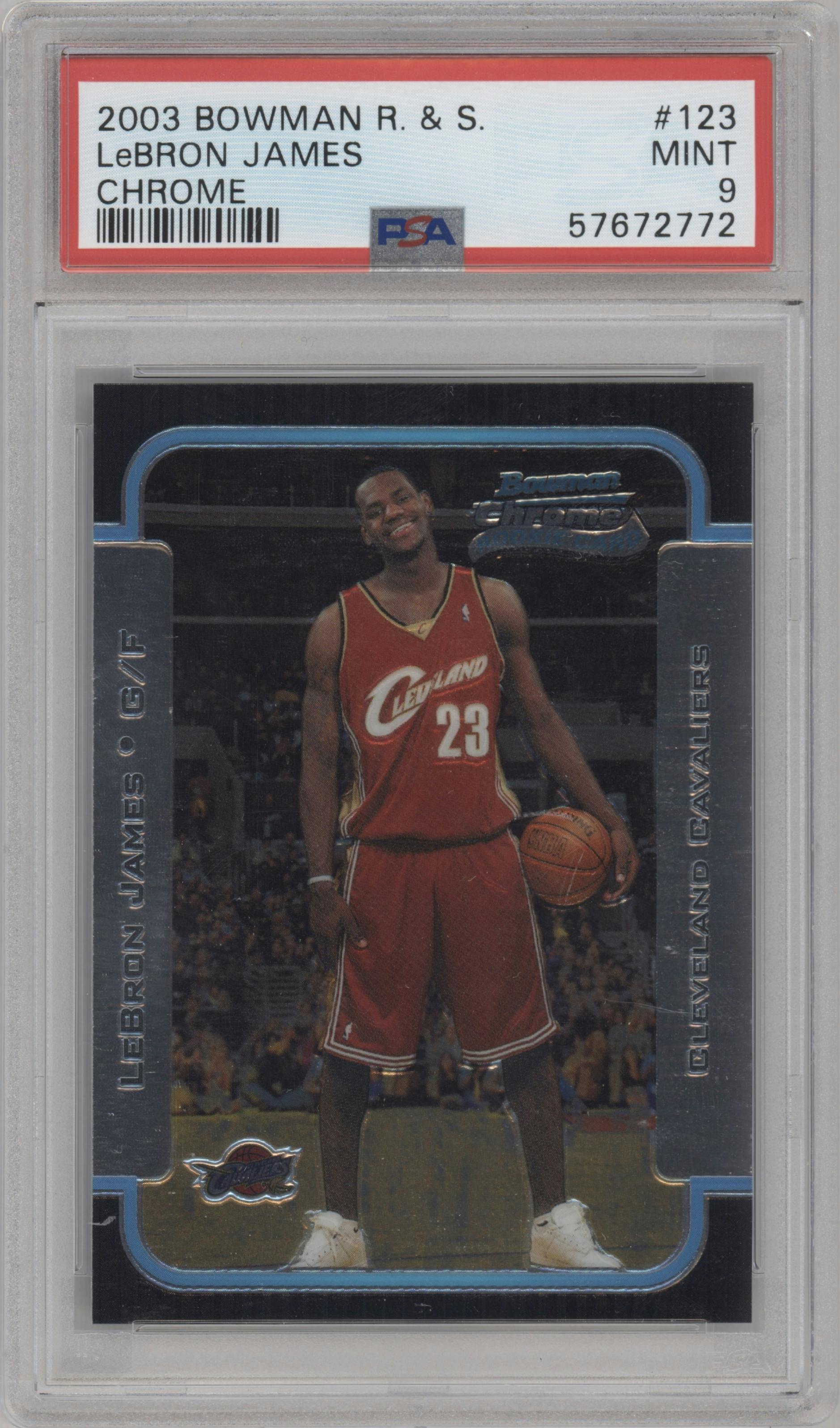 LeBron James from the 2003-04 Bowman set graded by PSA and given an overall grade of 9.