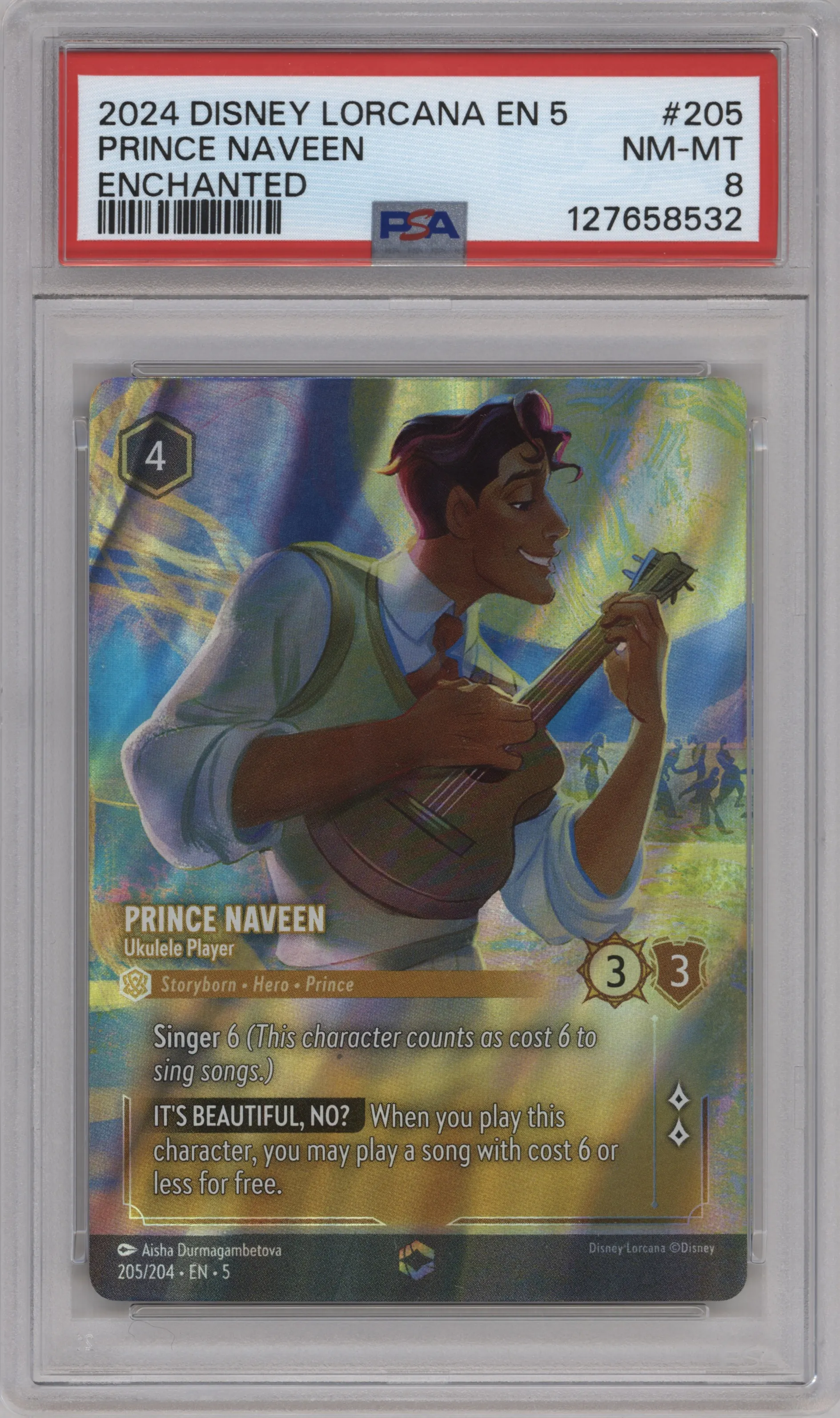 2024 Disney Lorcana Shimmering Skies Prince Naveen Enchanted #205 PSA 8