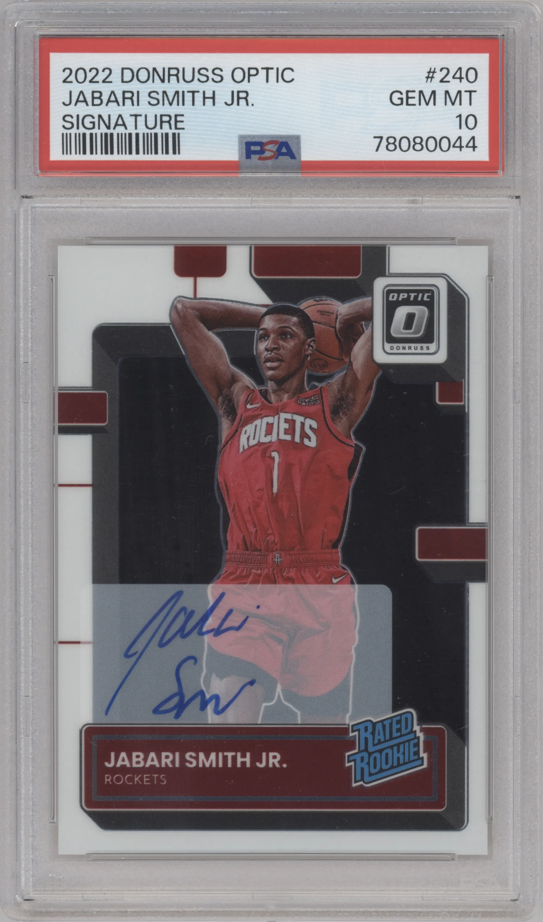 2022 Panini Donruss Optic Rtd.Rke.Sig. Jabari Smith Jr. #240 PSA 10