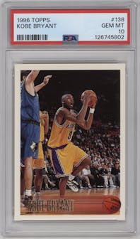 Kobe Bryant  from the 1996-97 Topps set graded by PSA and given an overall grade of 10.