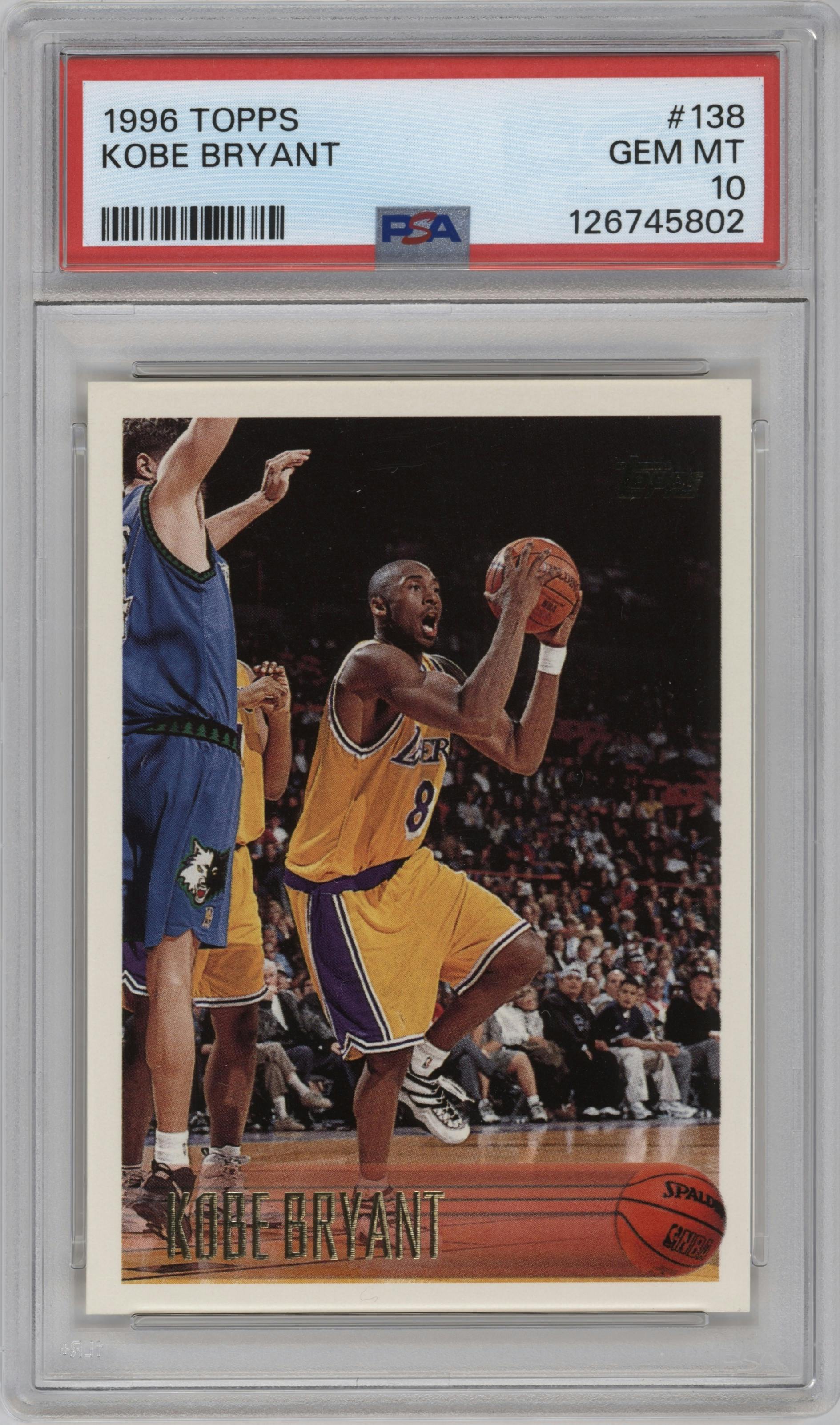Kobe Bryant  from the 1996-97 Topps set graded by PSA and given an overall grade of 10.