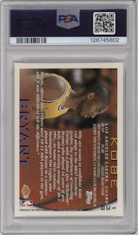 Kobe Bryant  from the 1996-97 Topps set graded by PSA and given an overall grade of 10.
