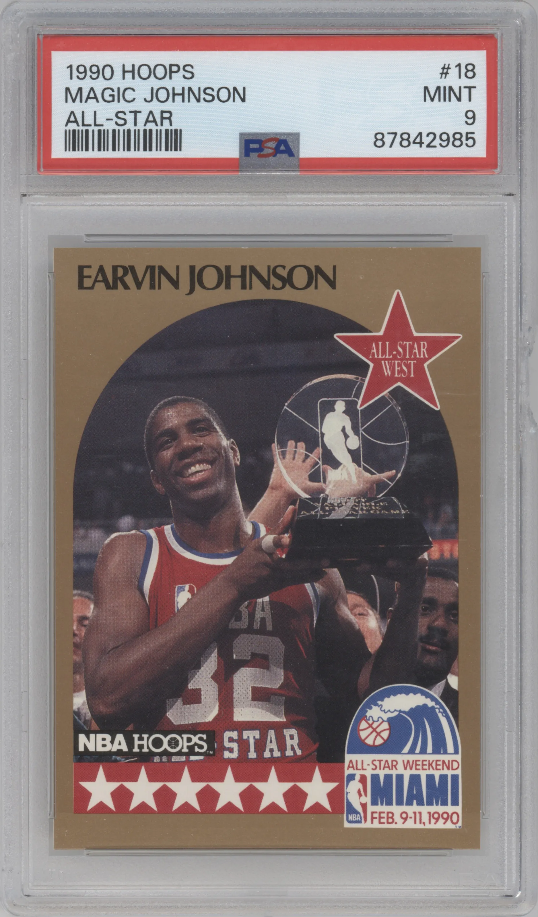 1990 NBA Hoops Earvin Johnson PSA 9