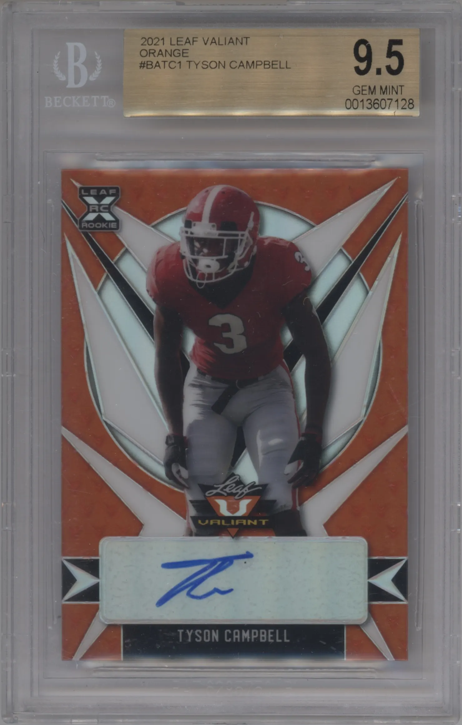 2021 Leaf Valiant Auto Tyson Campbell Orange BGS 9.5