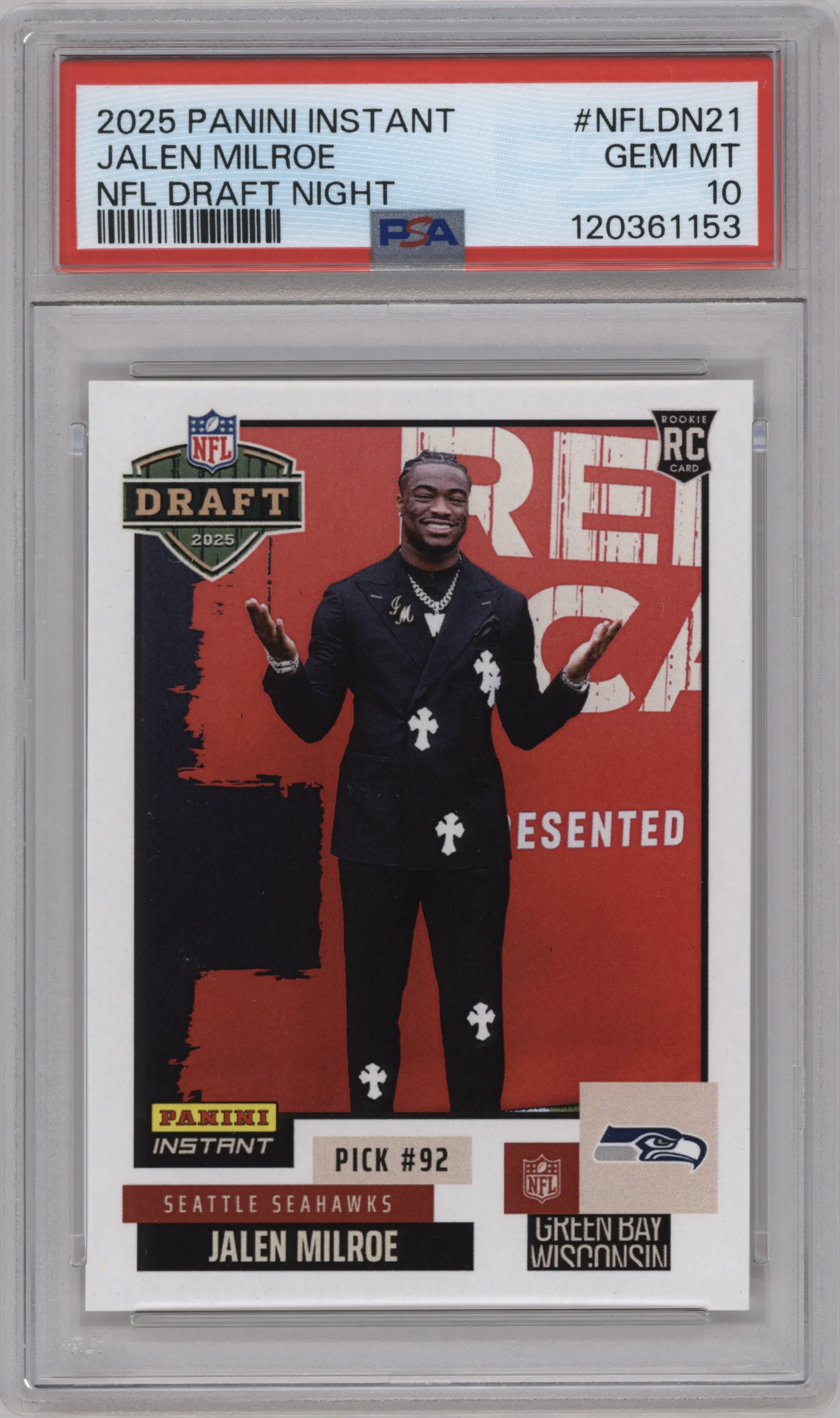 2025 Panini Instant NFL Draft Night Jalen Milroe PSA 10