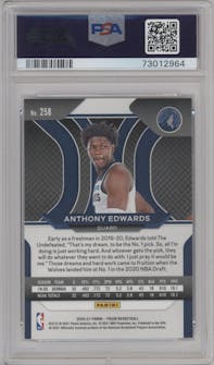 Anthony Edwards from the 2020-21 Panini Prizm set graded by PSA and given an overall grade of 10.