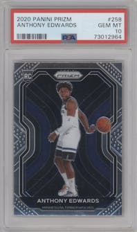 Anthony Edwards from the 2020-21 Panini Prizm set graded by PSA and given an overall grade of 10.