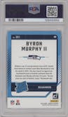 Byron Murphy II from the 2024 Donruss set featuring a Press Proof Gold parallel graded by PSA and given an overall grade of 9.