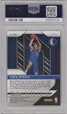 Luka Doncic from the 2018-19 Panini Prizm set featuring a Red Ice parallel graded by PSA and given an overall grade of 10.