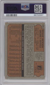 Reggie Jackson from the 1972 Topps set graded by PSA and given an overall grade of 5.