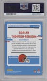 Dorian Thompson-Robinson from the 2023 Donruss Optic set featuring a Holo parallel graded by PSA and given an overall grade of 10.