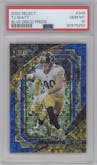 T.J. Watt from the 2022 Panini Select set featuring a Blue Disco parallel graded by PSA and given an overall grade of 10.