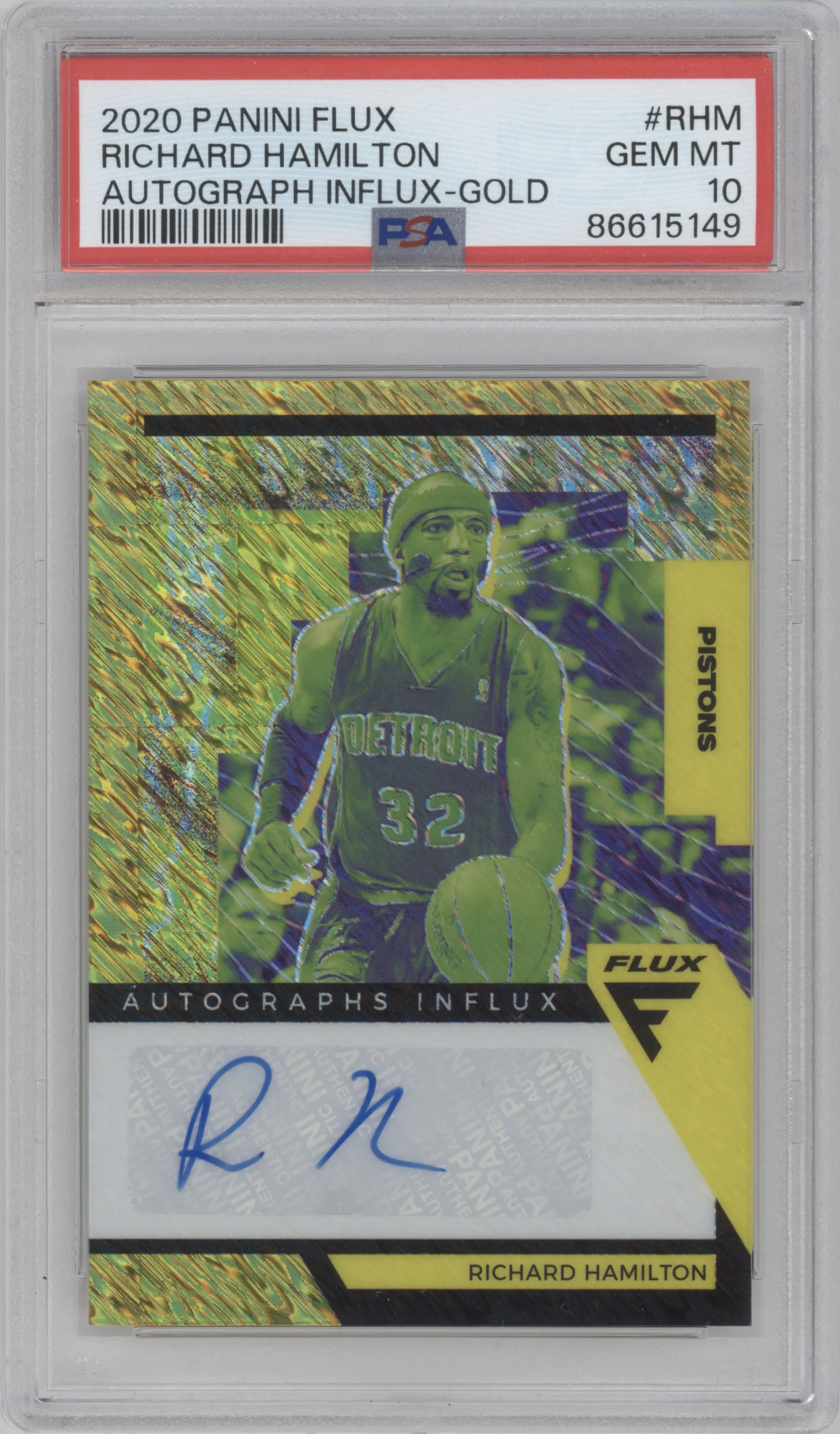 2020 Panini Flux Auto Influx Richard Hamilton Gold #AI-RHM PSA 10