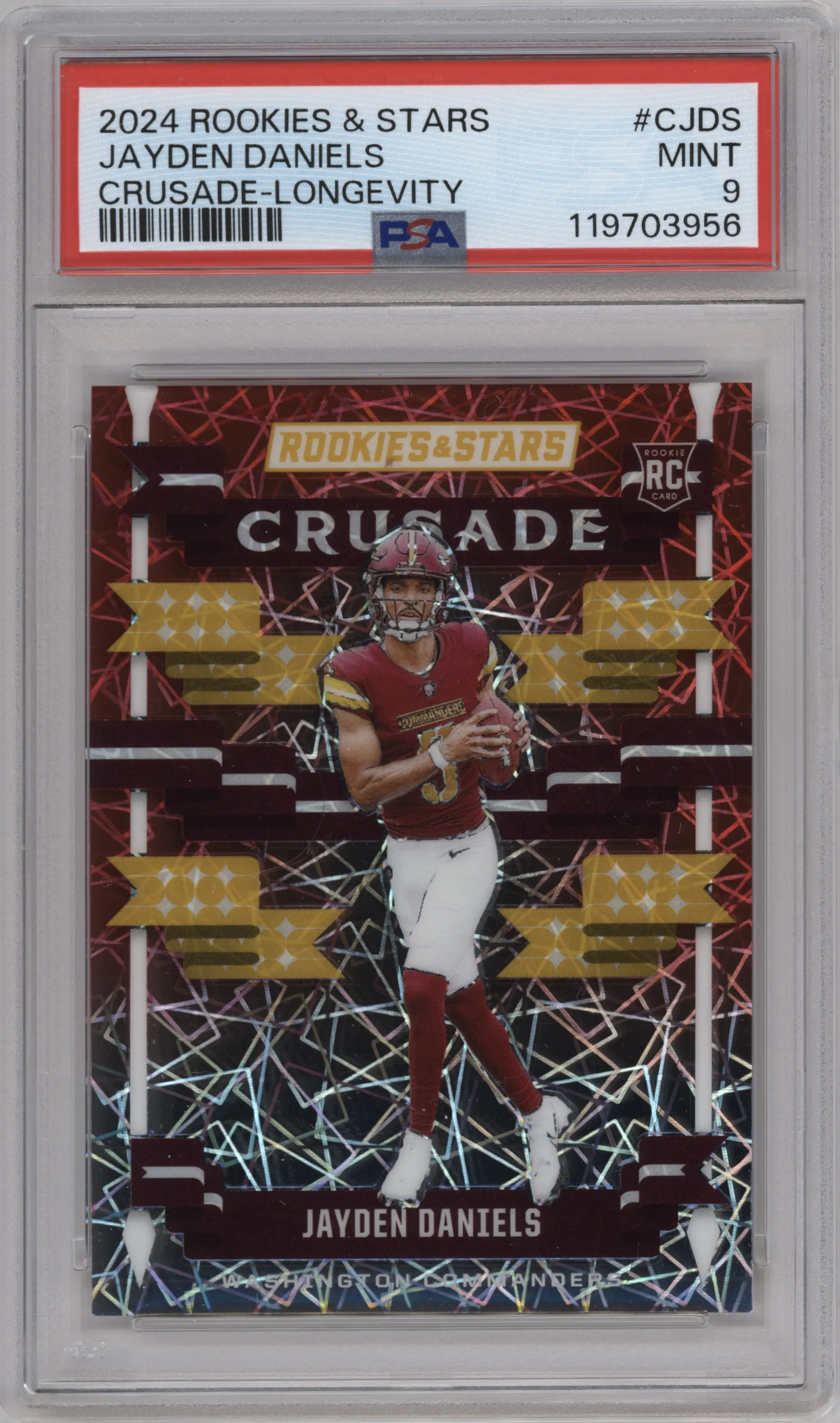 2024 Panini Rookies & Stars Crusade Jayden Daniels Longevity #C-JDS PSA 9