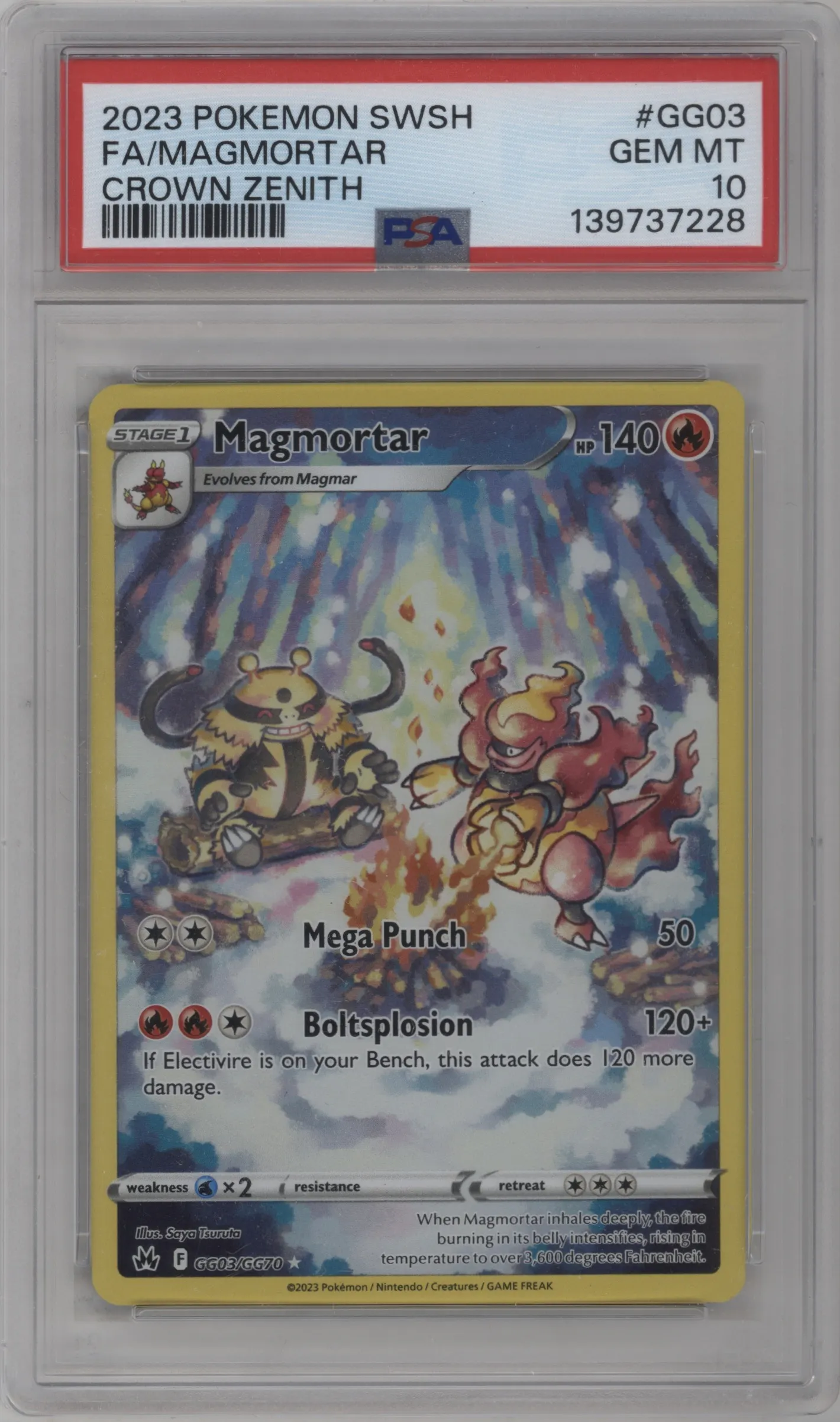 2023 Pokemon SWSH Crown Zenith GG Magmortar PSA 10