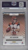 Joe Burrow from the 2020 Panini Illusions set featuring a Red parallel graded by PSA and given an overall grade of 9.