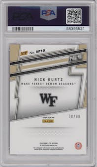 Nick Kurtz from the 2024 Panini The National VIP set featuring a Pink Sparkle parallel graded by PSA and given an overall grade of 10.