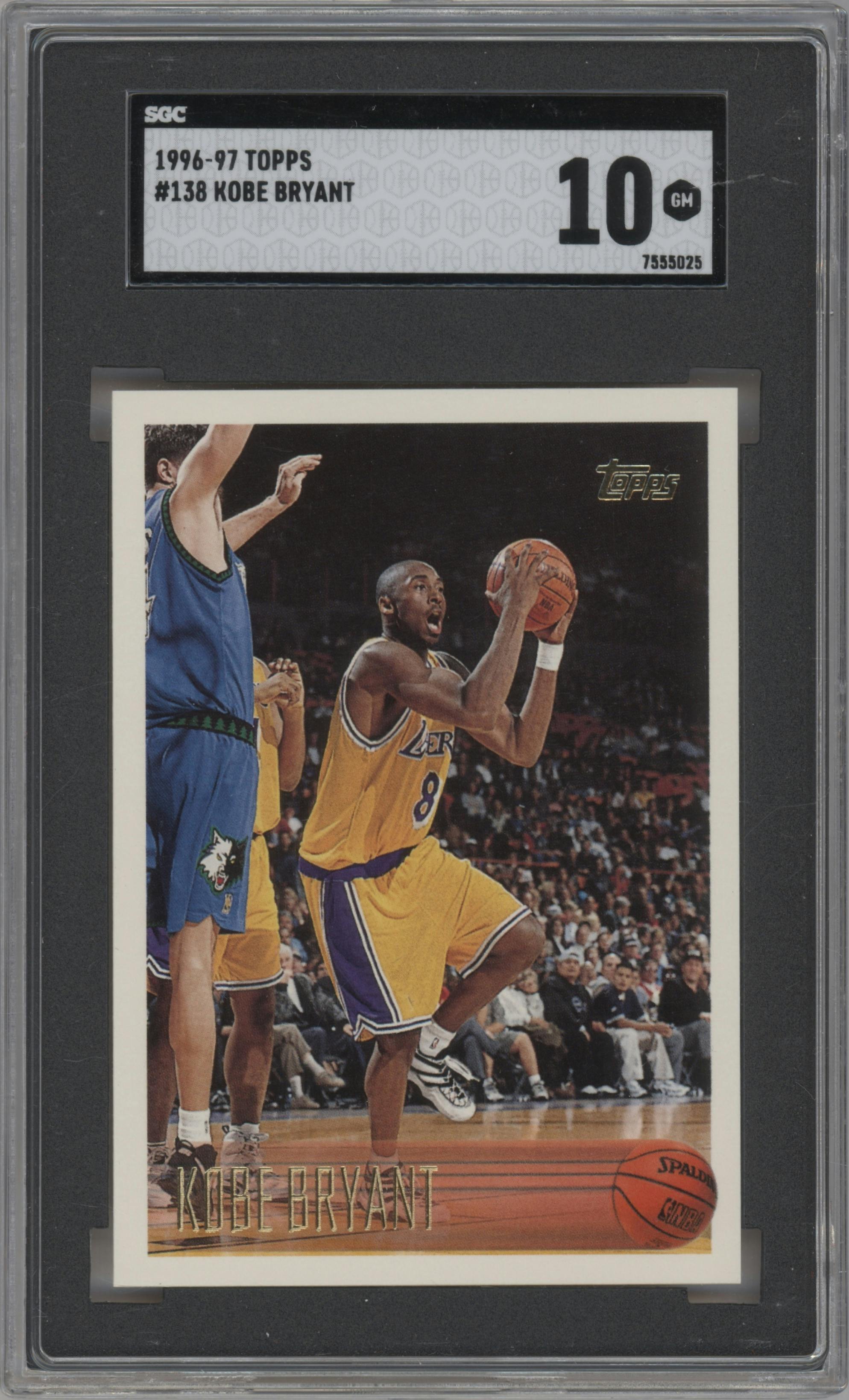 Kobe Bryant  from the 1996-97 Topps set graded by SGC and given an overall grade of 10.