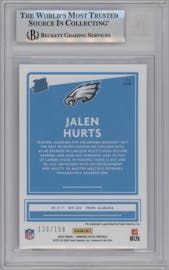 Jalen Hurts from the 2020 Panini Donruss Optic set graded by Beckett and given an overall grade of 9.