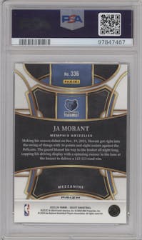 Ja Morant from the 2023-24 Panini Select  set featuring a Tiger parallel graded by PSA and given an overall grade of 10.