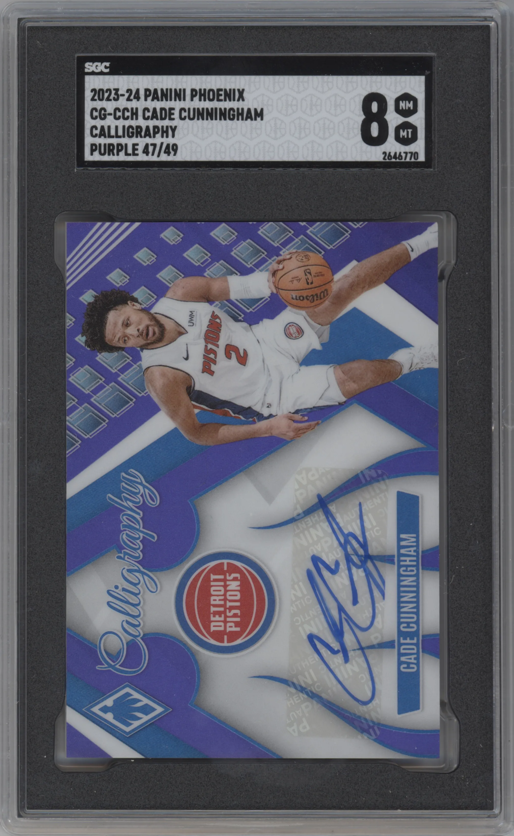 2023 Panini Phoenix Calligraphy Cade Cunningham Purple SGC 8