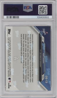 Roki Sasaki from the 2024-25 Topps Now Off-Season set graded by PSA and given an overall grade of 10.