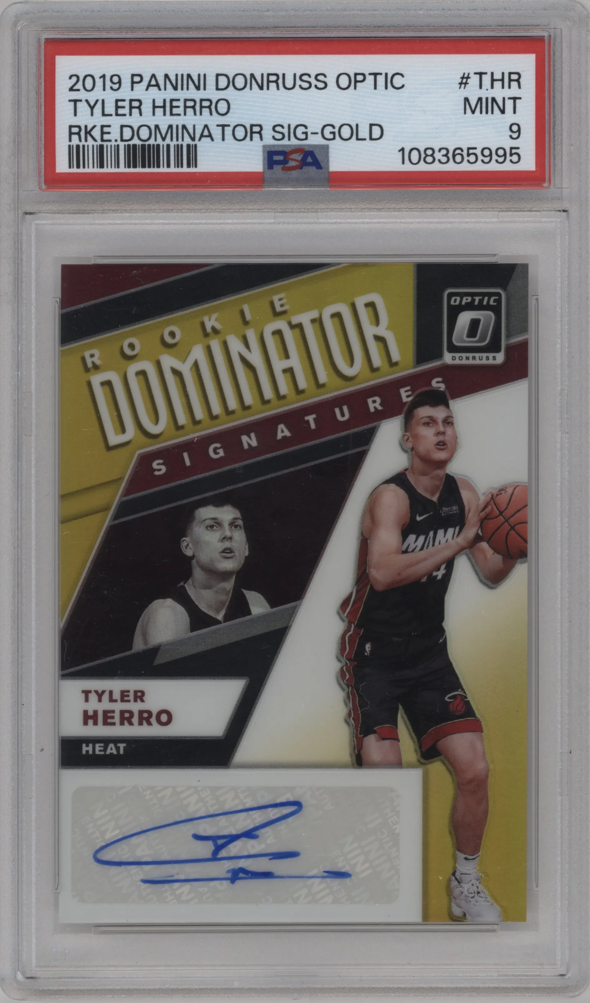 2019 Panini Donruss Optic Rke.Dom.Sig. Tyler Herro Gold #RD-THR PSA 9