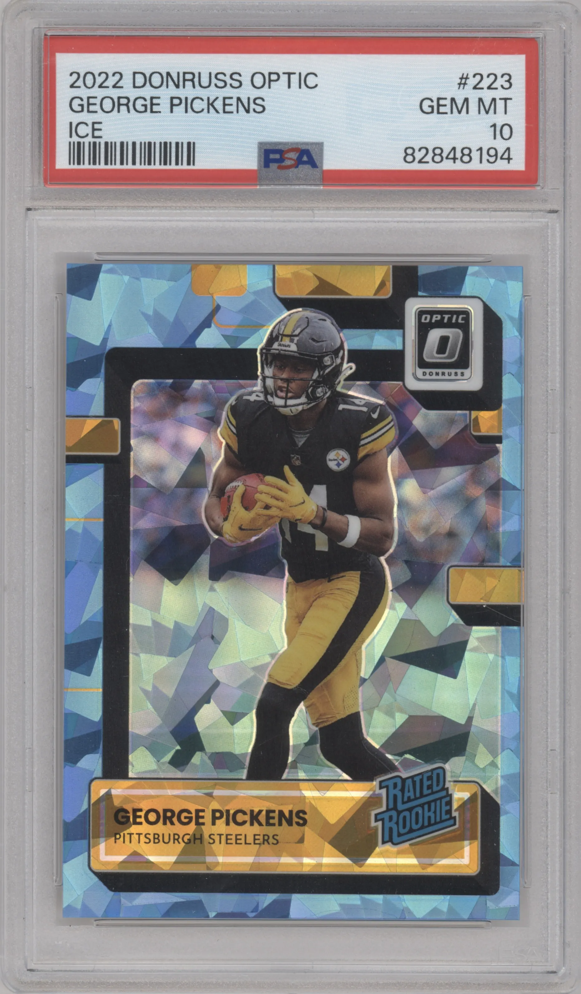 2022 Panini Donruss Optic Rated Rookie George Pickens Ice PSA 10