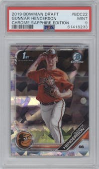 Gunnar Henderson from the 2019 Bowman Draft Sapphire Edition set graded by PSA and given an overall grade of 9.