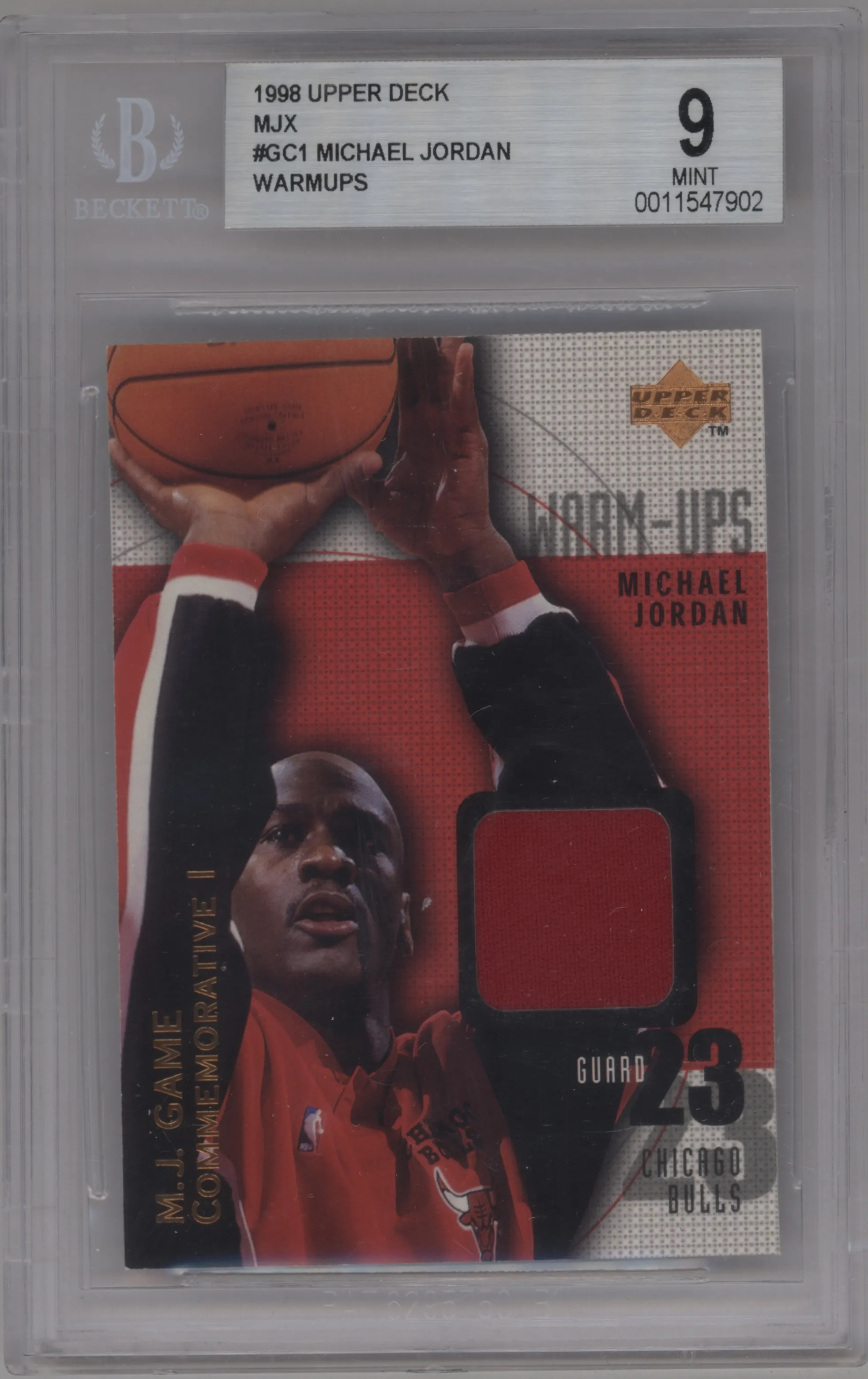 1998 Upper Deck MJx MJ Game Comm. Michael Jordan Warm-ups #GC1 BGS 9